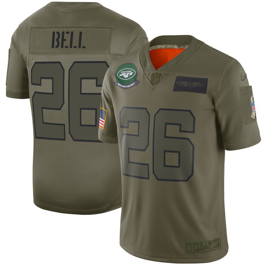 Men New York Jets #26 Bell Green Nike Olive Salute To Service Limited NFL Jerseys->new york jets->NFL Jersey